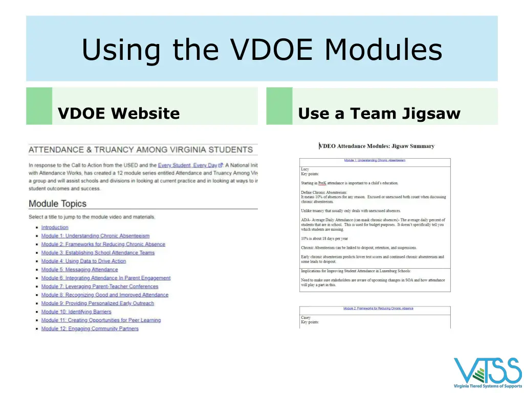 using the vdoe modules