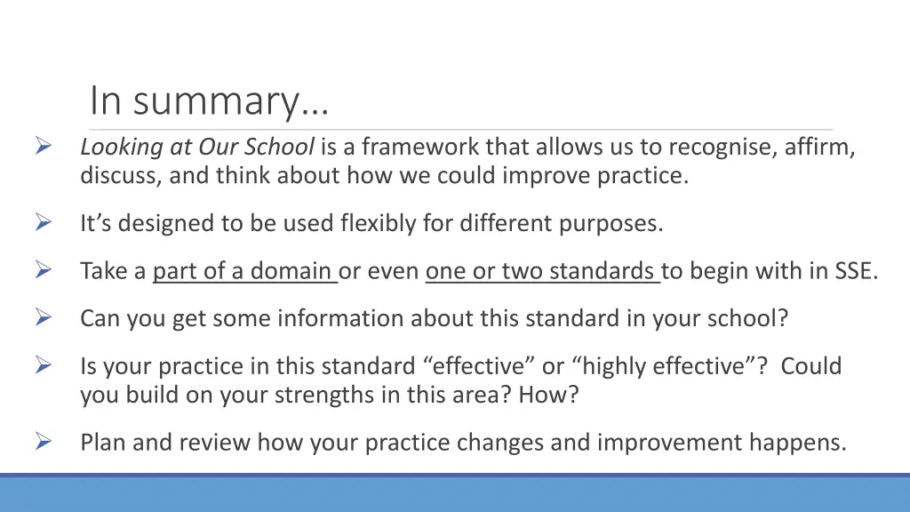 in summary looking at our school is a framework
