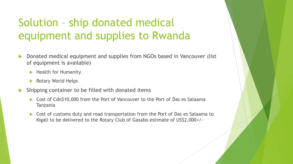 solution ship donated medical equipment