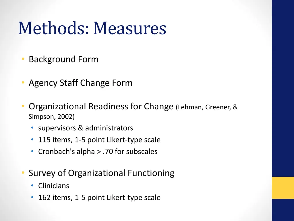 methods measures