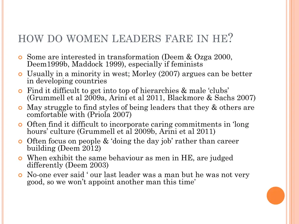 how do women leaders fare in he