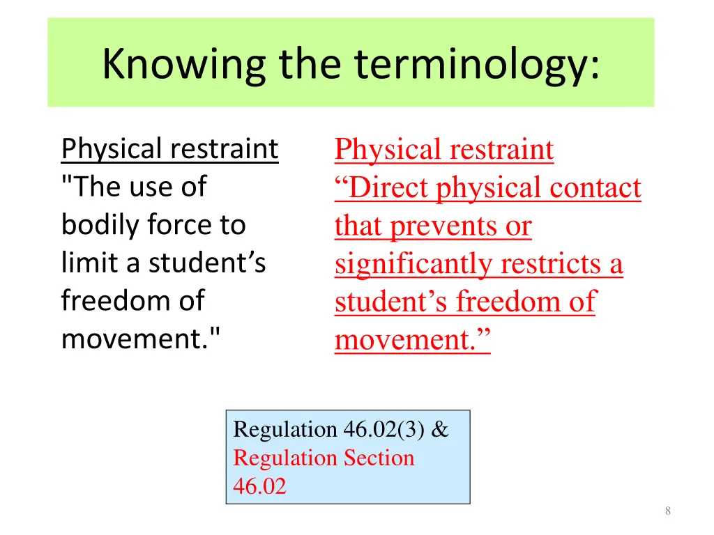 knowing the terminology