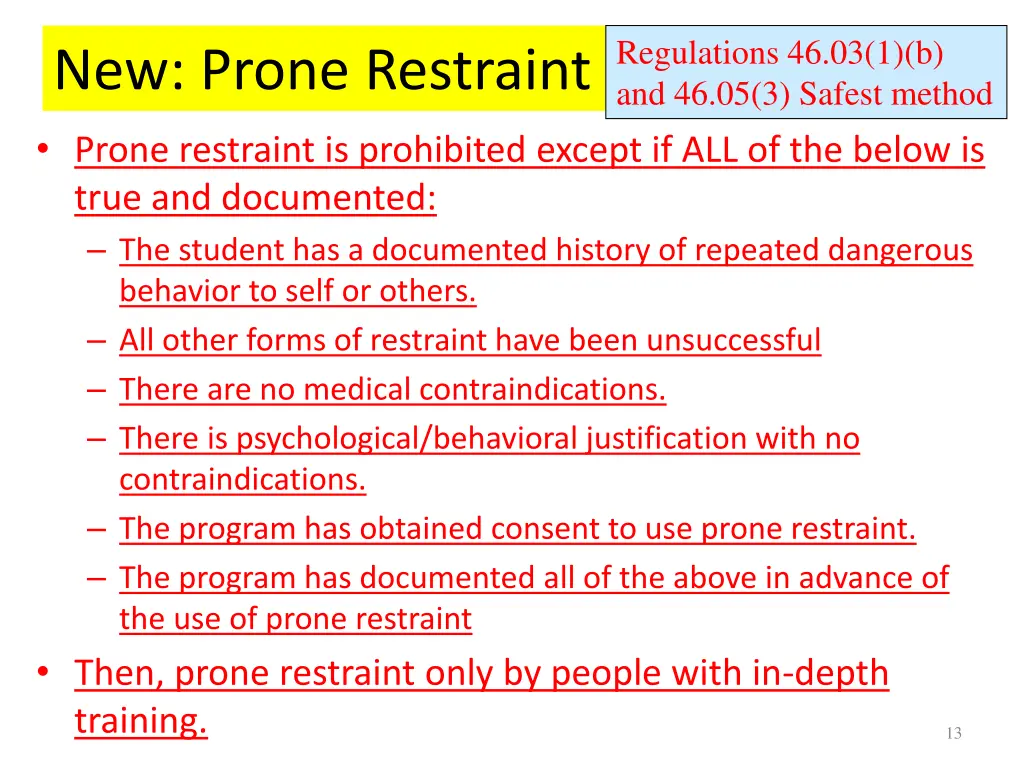regulations 46 03 1 b and 46 05 3 safest method