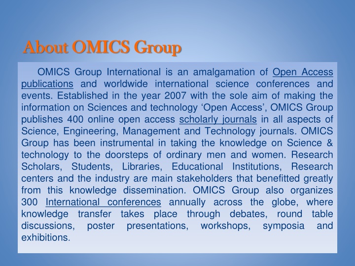 about omics group about omics group