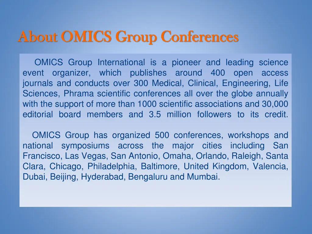 about omics group conferences about omics group