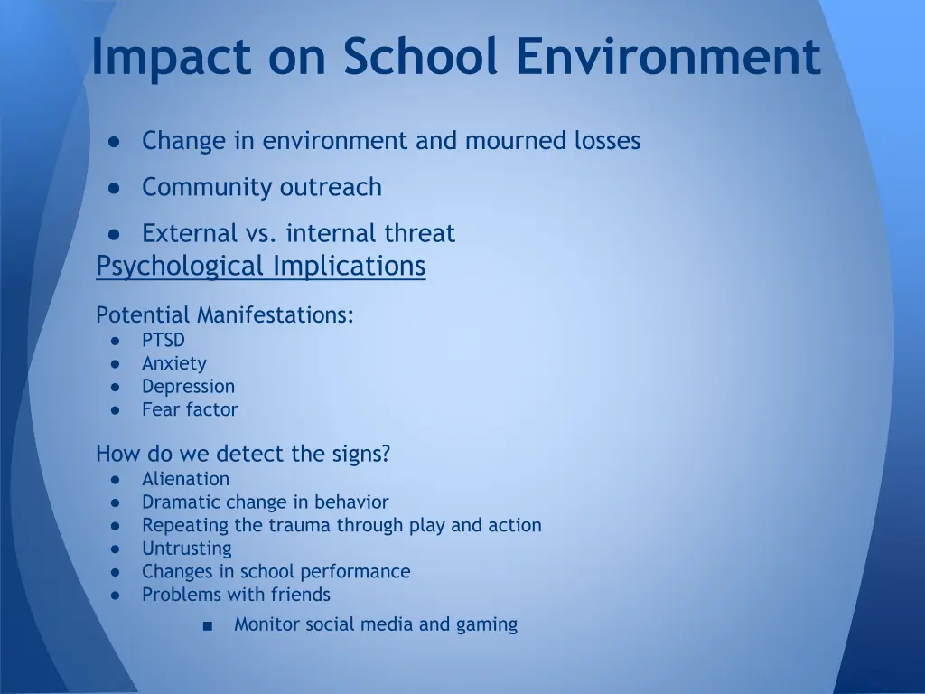 impact on school environment