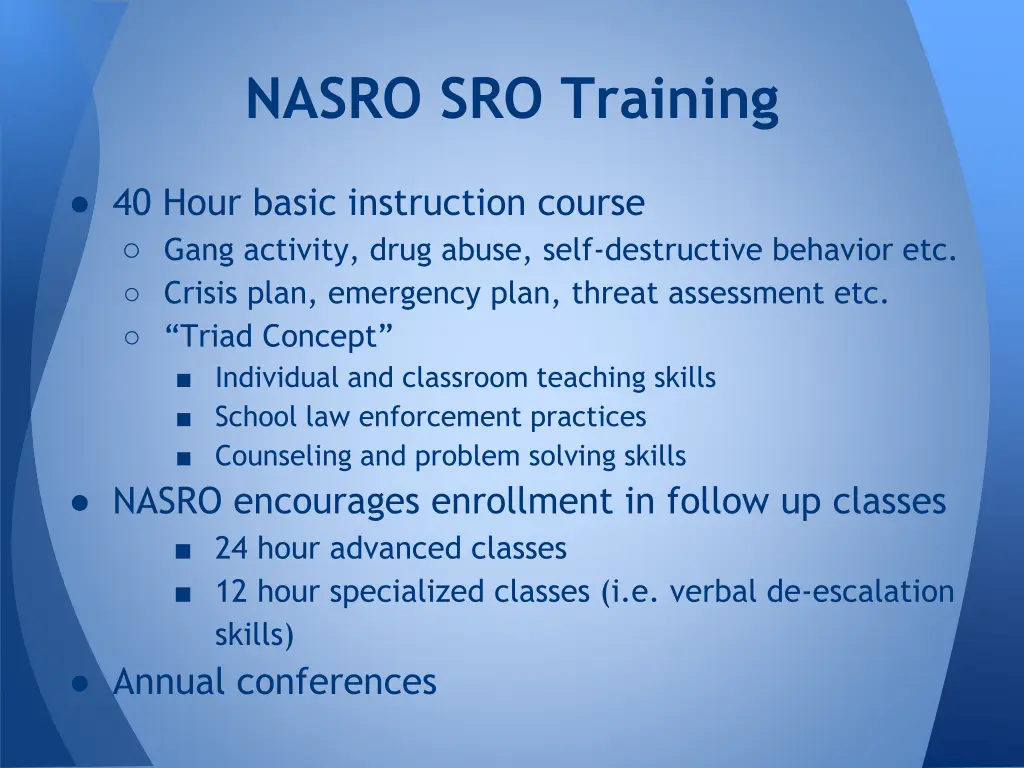 nasro sro training