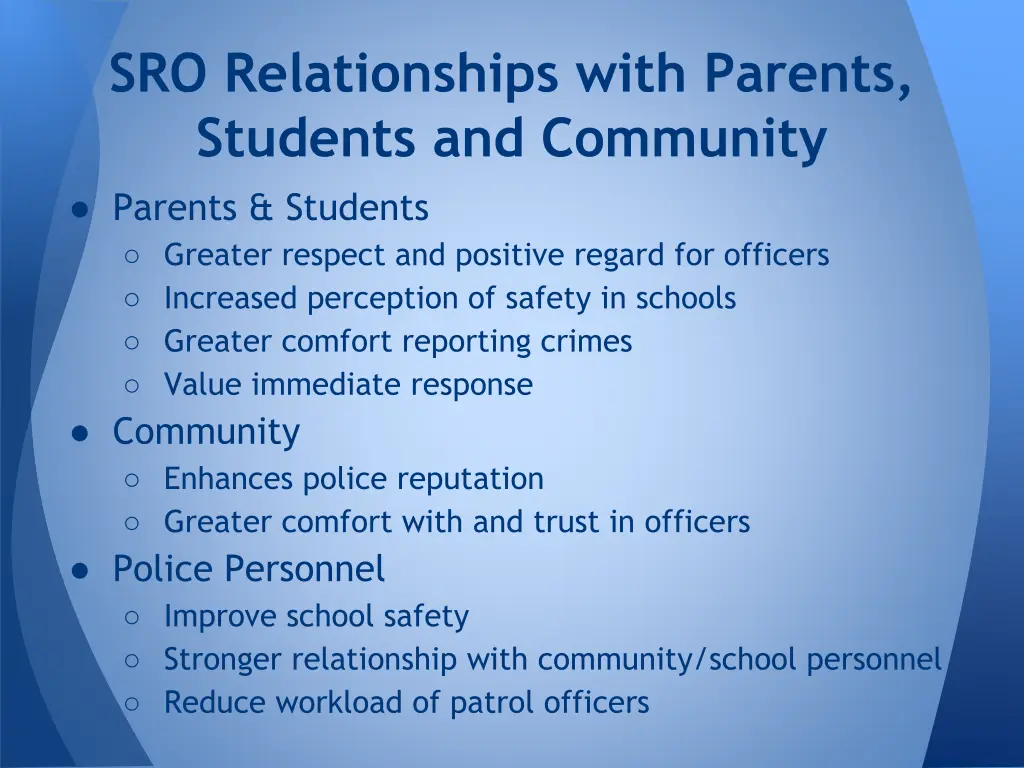 sro relationships with parents students