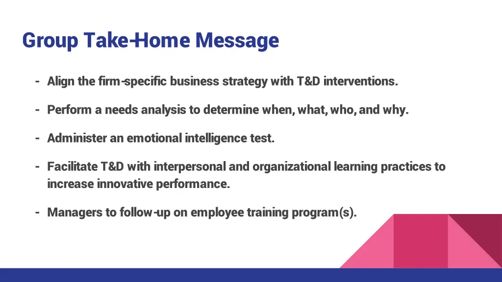 group take home message