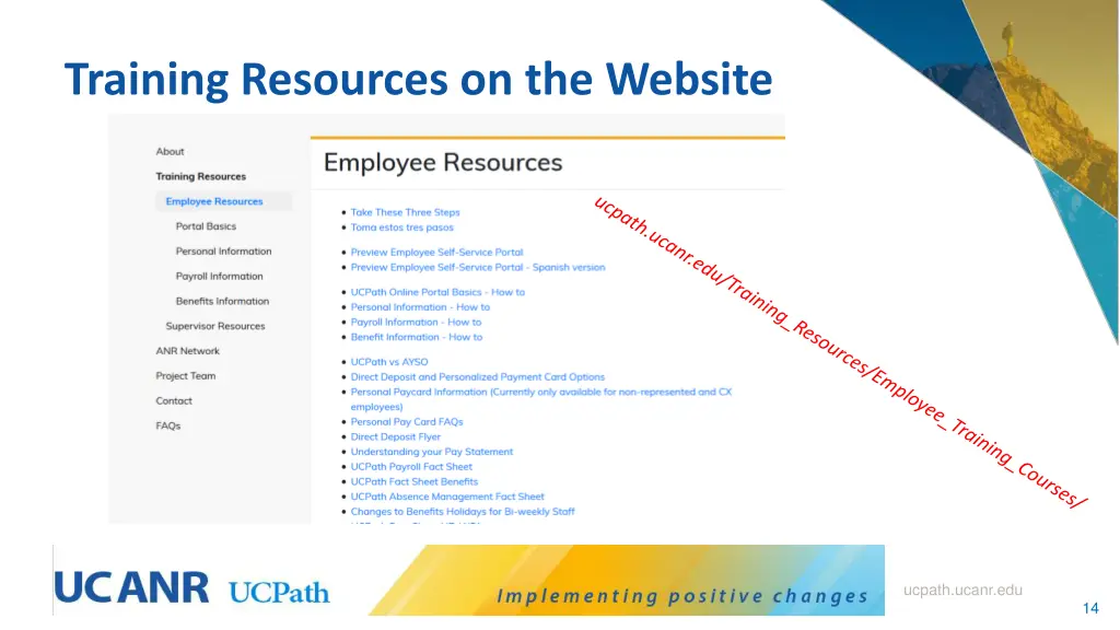 training resources on the website
