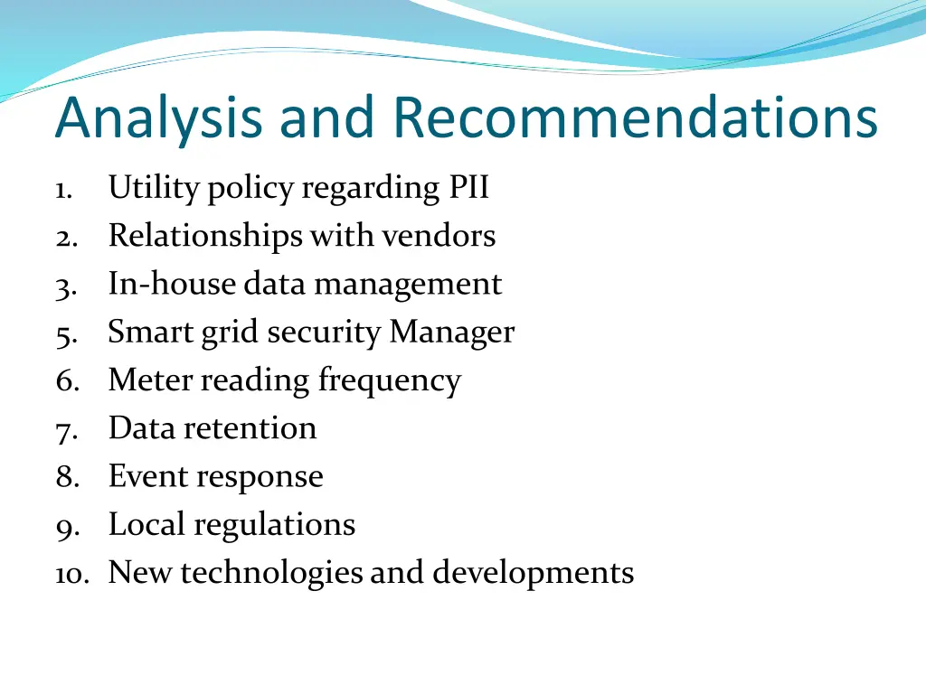 analysis and recommendations
