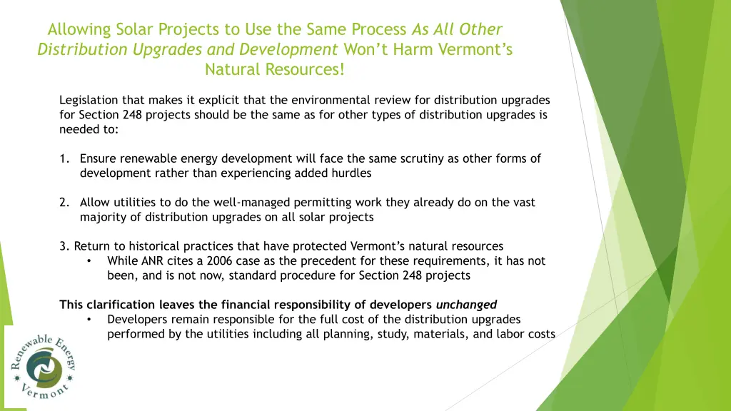 allowing solar projects to use the same process