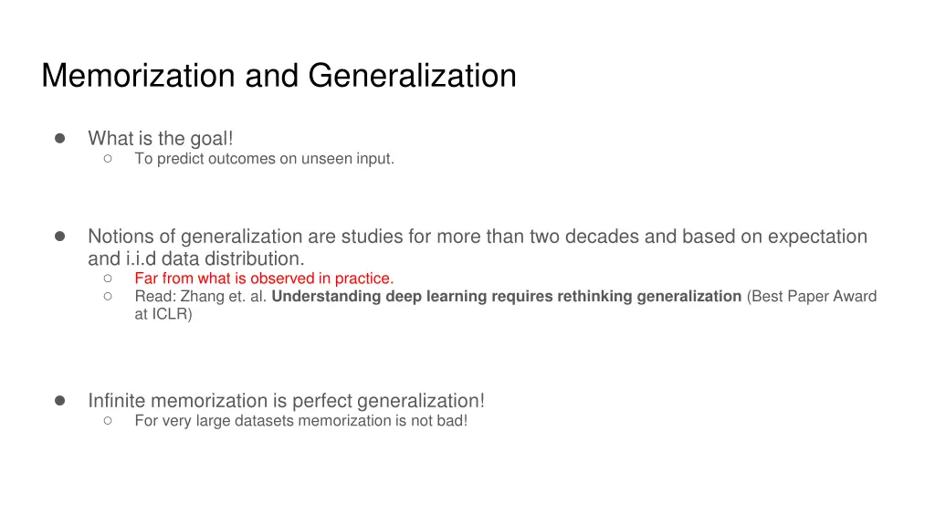 memorization and generalization