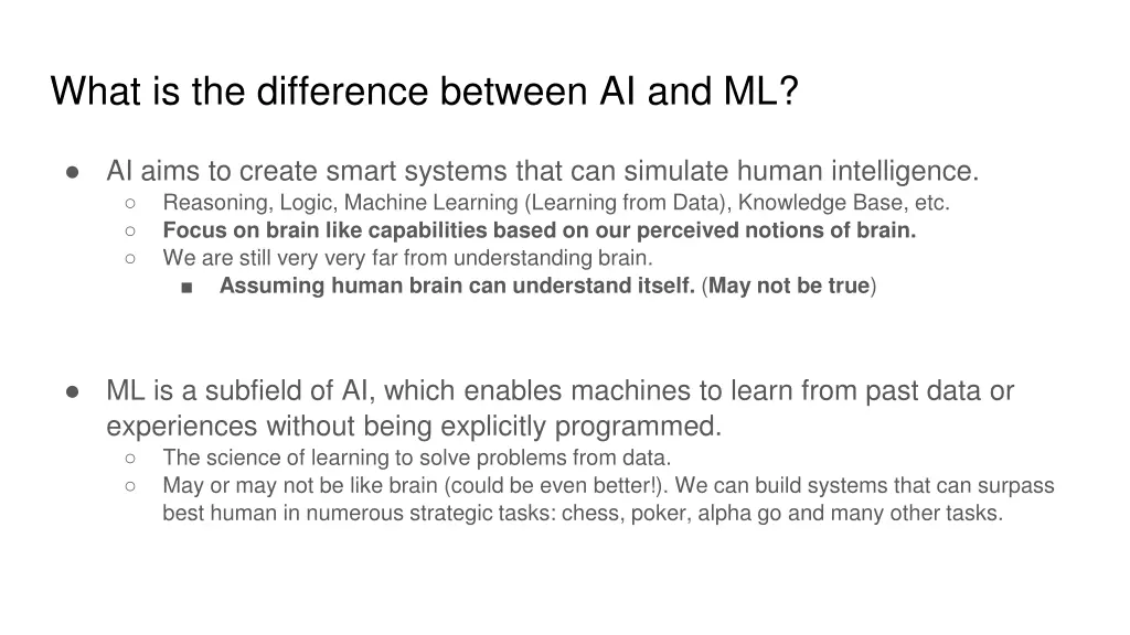 what is the difference between ai and ml