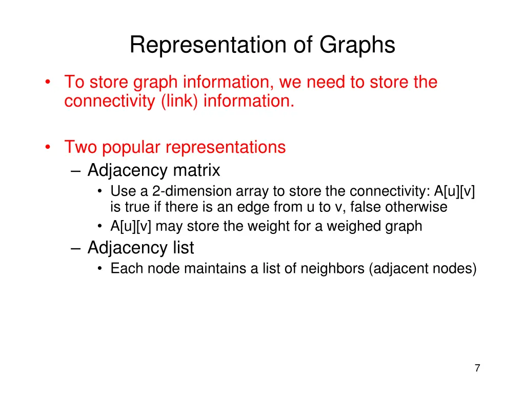 representation of graphs
