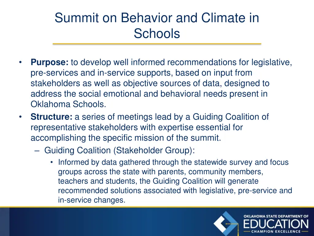 summit on behavior and climate in schools