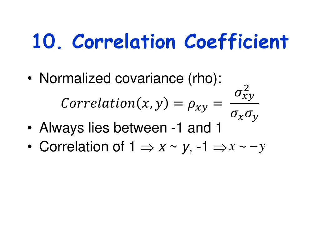 10 correlation coefficient