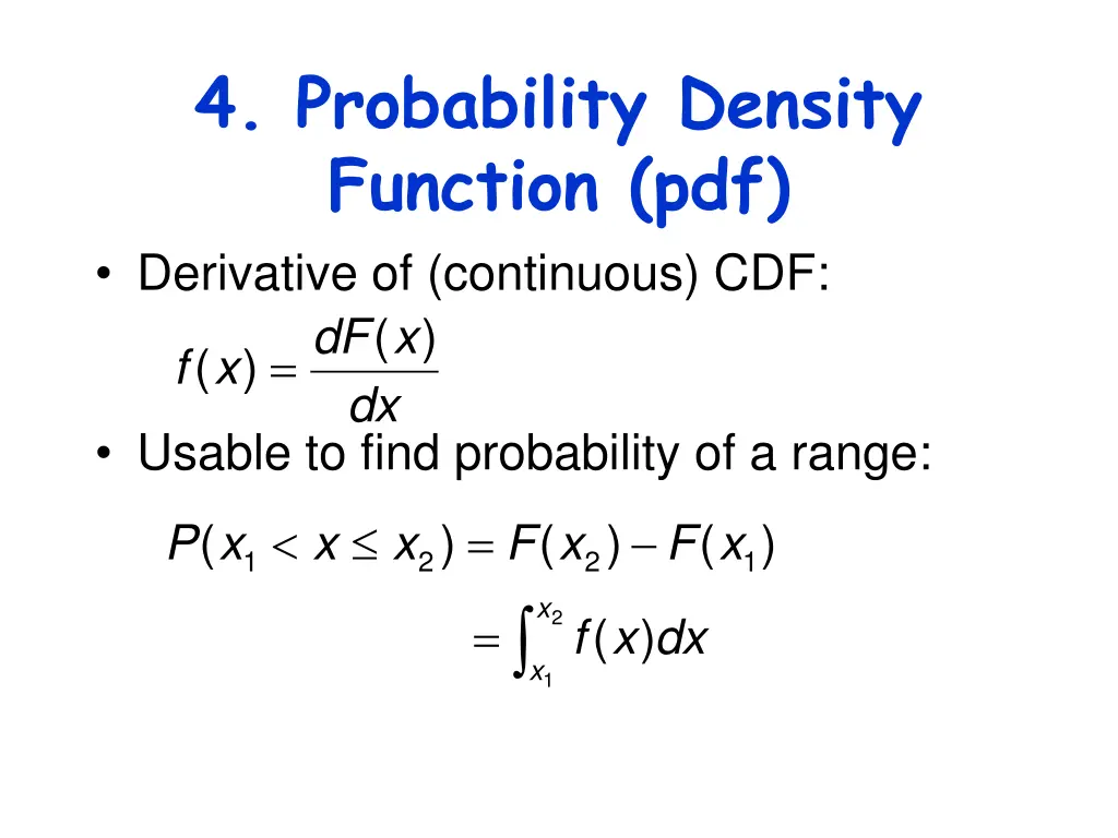 4 probability density function pdf derivative