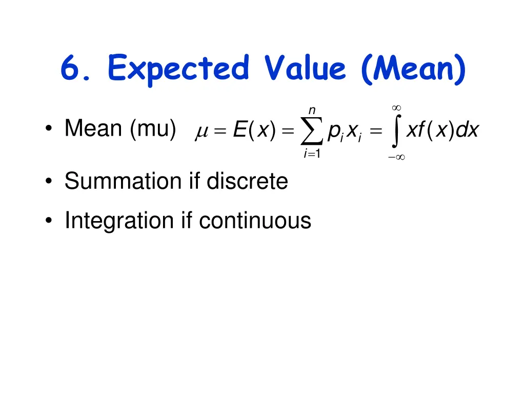 6 expected value mean