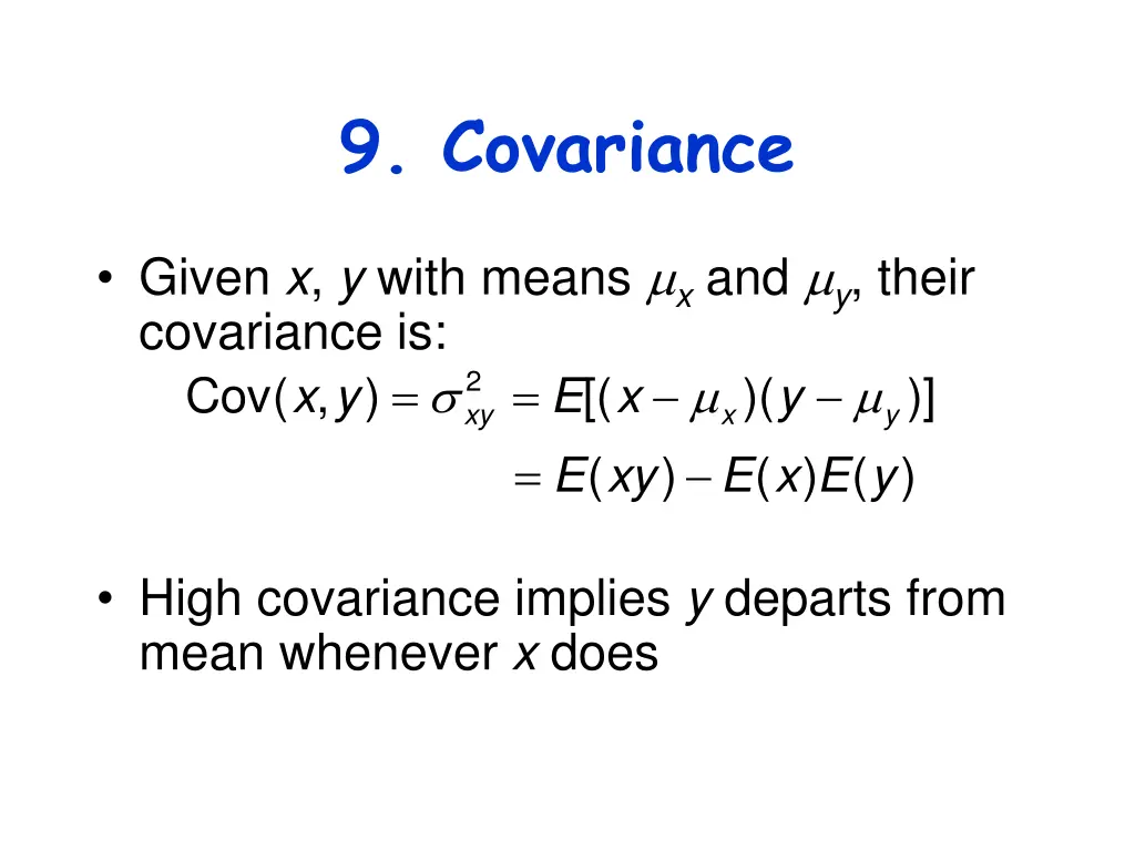 9 covariance