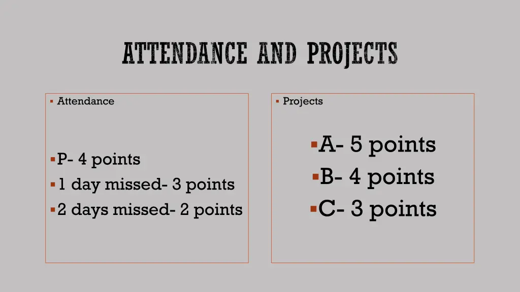 attendance and projects