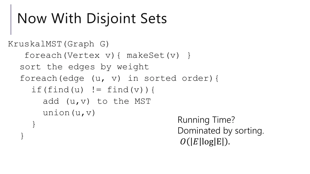 now with disjoint sets
