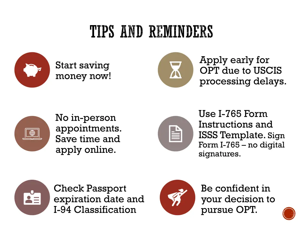 tips and reminders