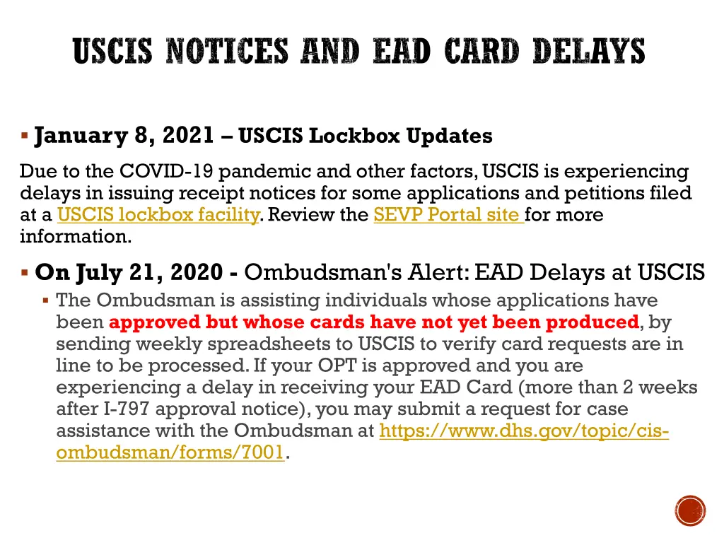 uscis notices and ead card delays