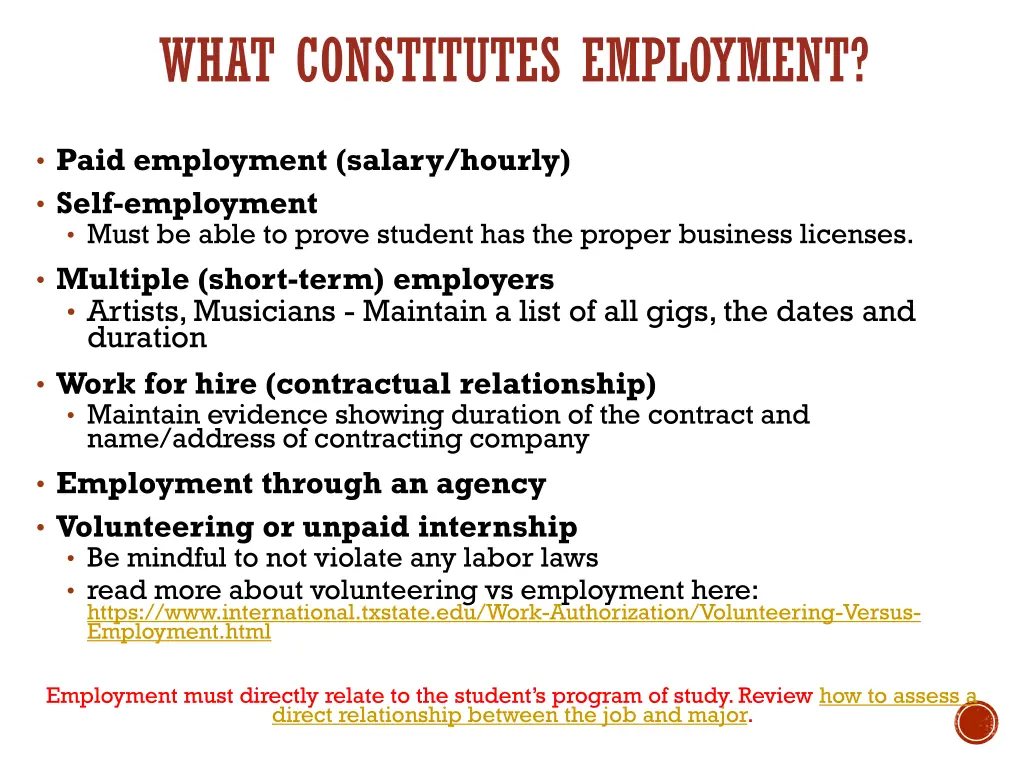 what constitutes employment