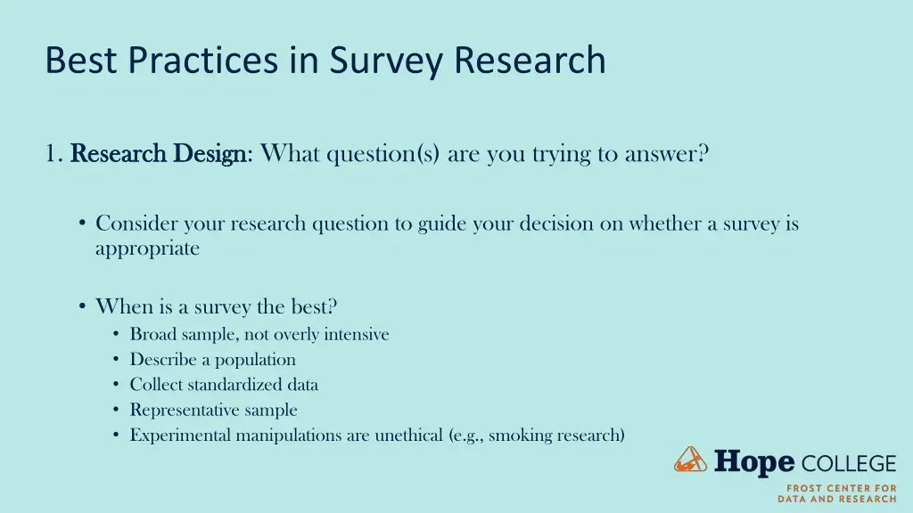 best practices in survey research 1