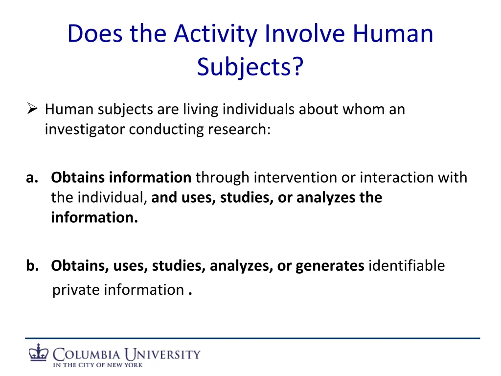 does the activity involve human subjects