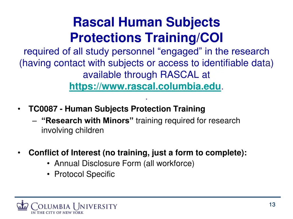 rascal human subjects protections training