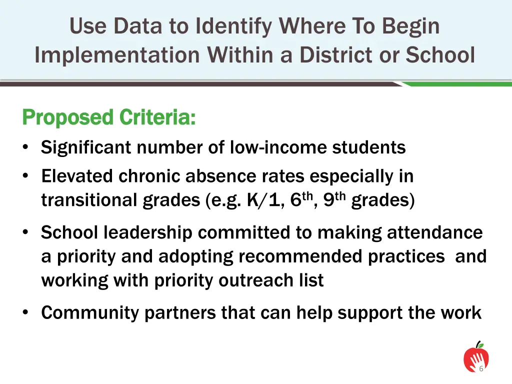use data to identify where to begin