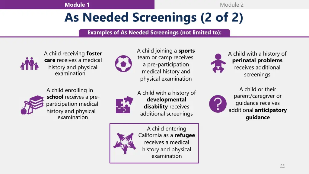 module 1 as needed screenings 2 of 2