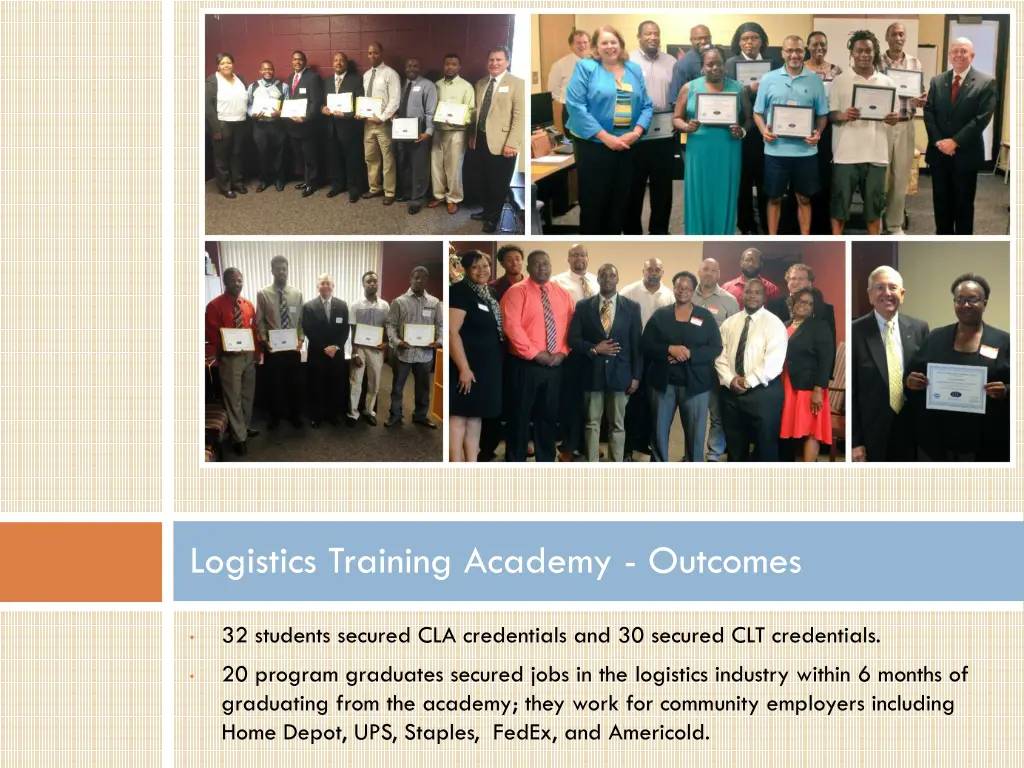 logistics training academy outcomes