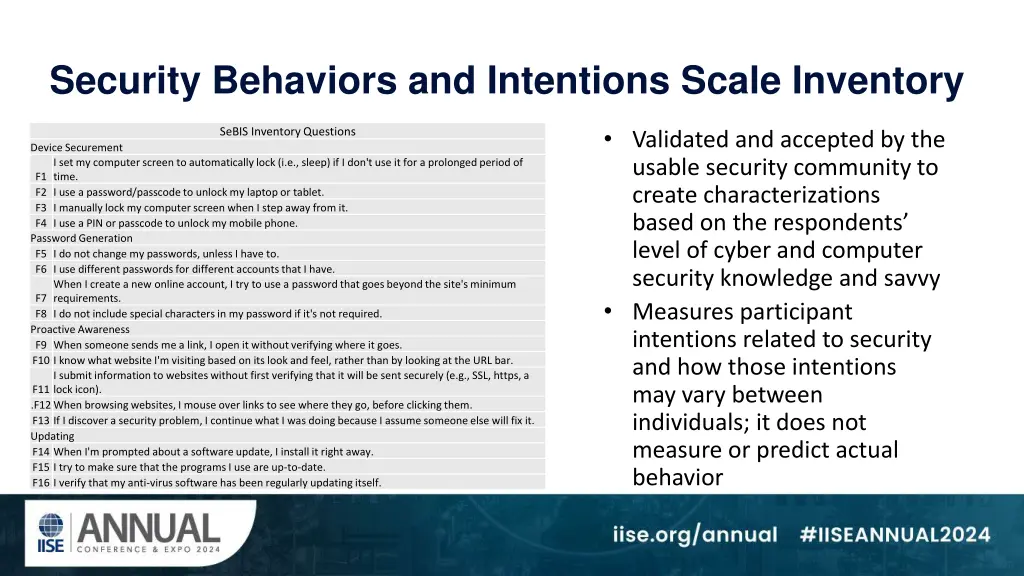 security behaviors and intentions scale inventory