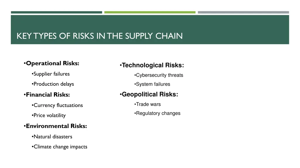 key types of risks in the supply chain