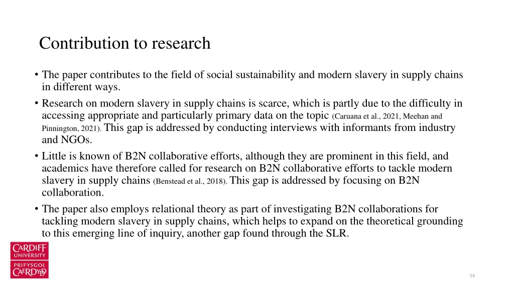 contribution to research