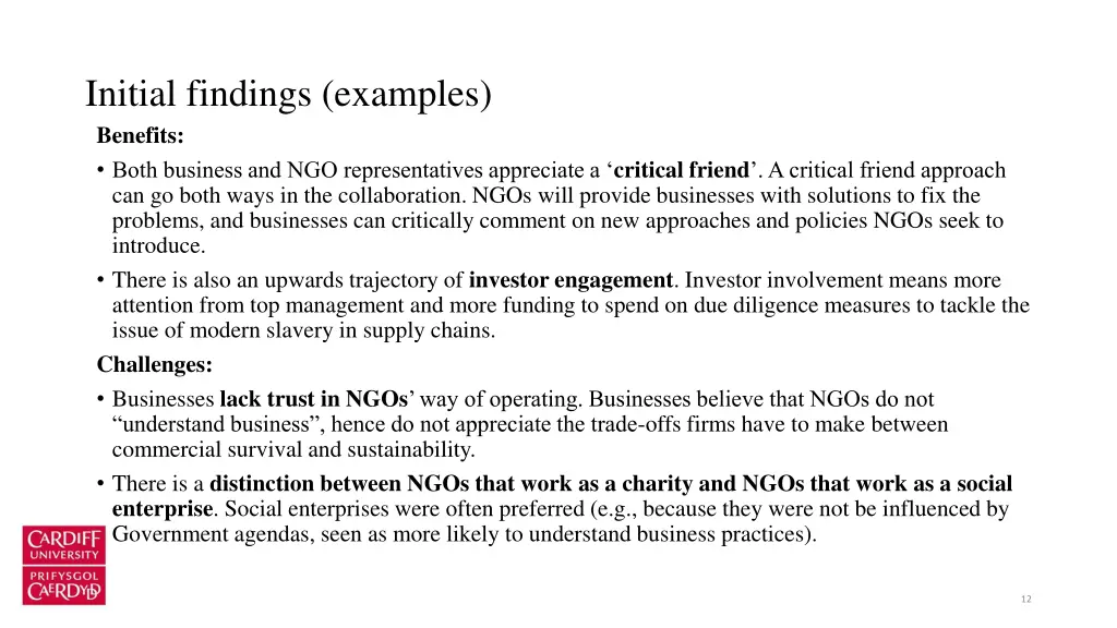 initial findings examples benefits both business