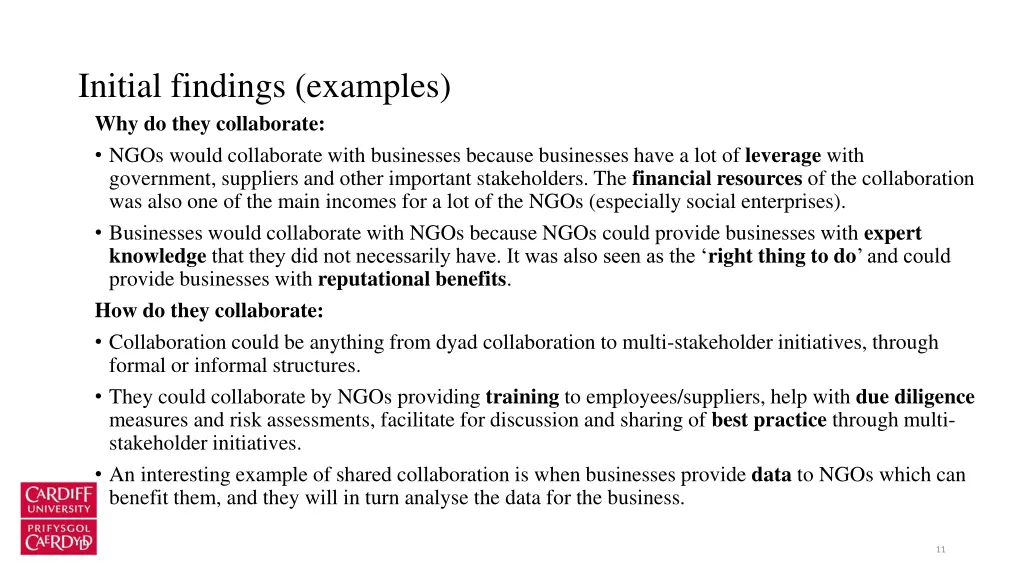initial findings examples why do they collaborate
