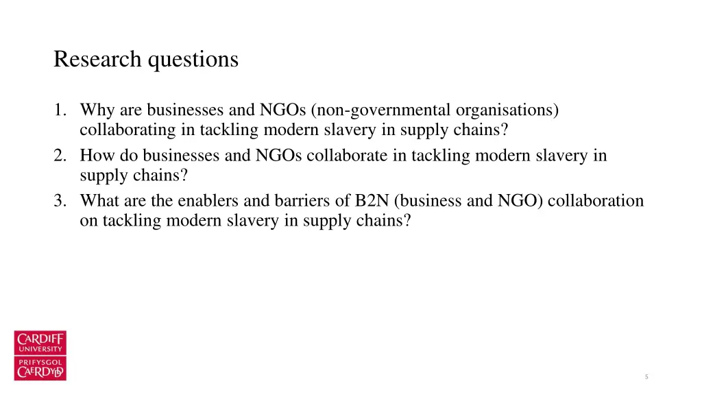 research questions