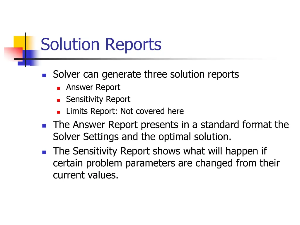 solution reports