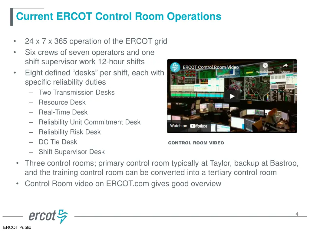 current ercot control room operations