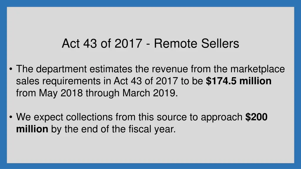 act 43 of 2017 remote sellers