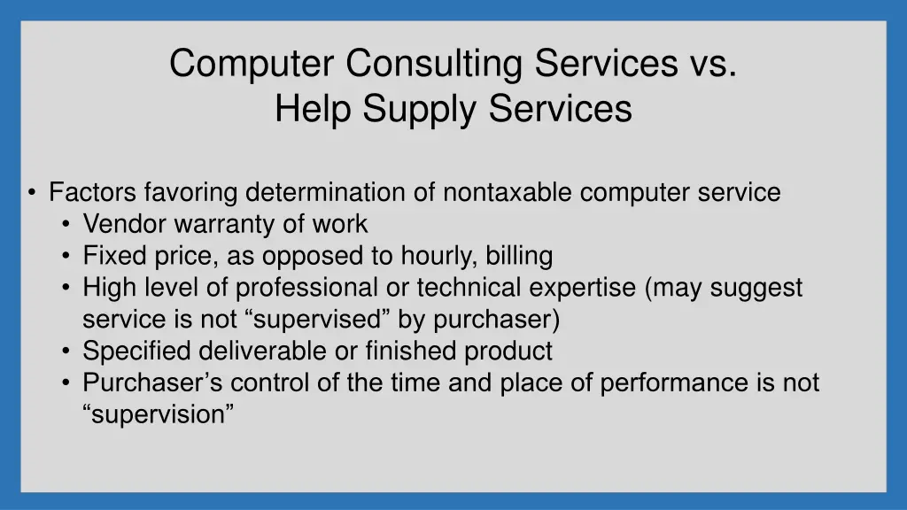 computer consulting services vs help supply