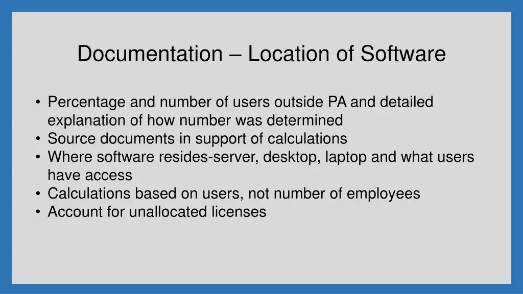 documentation location of software