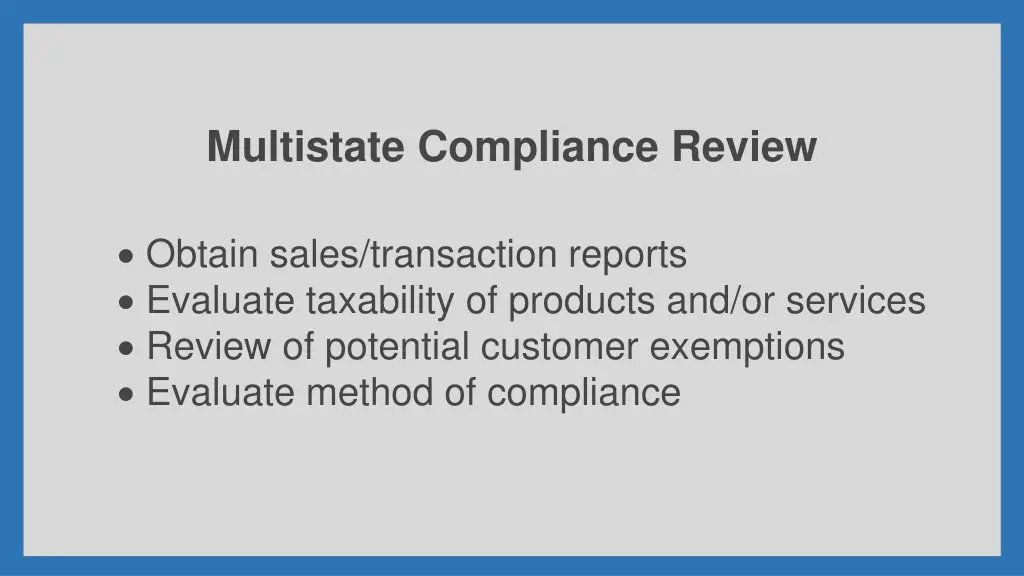 multistate compliance review