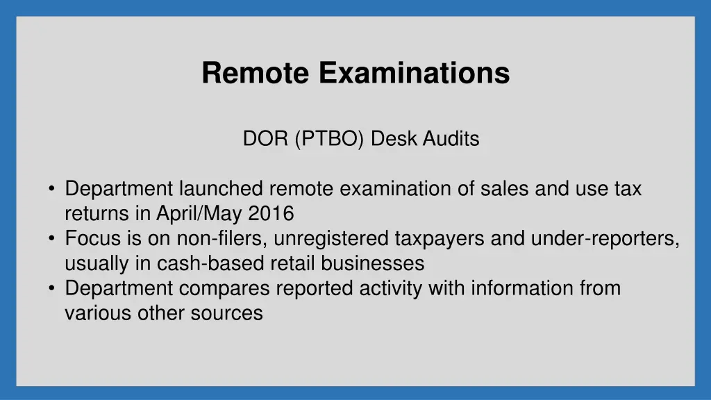 remote examinations