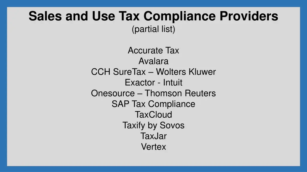 sales and use tax compliance providers partial