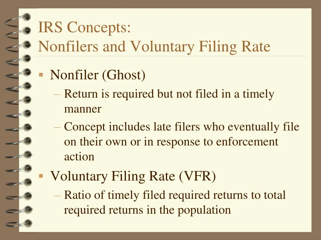 irs concepts nonfilers and voluntary filing rate